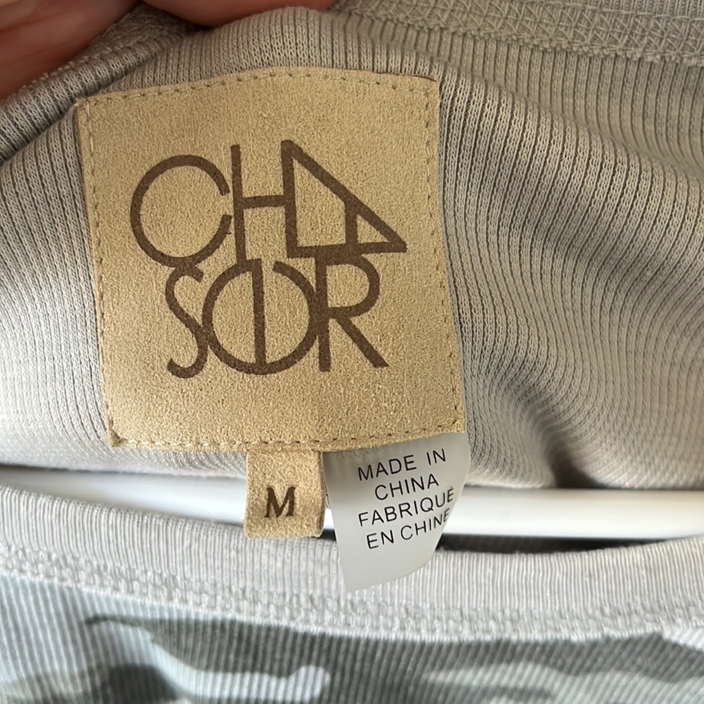 Chaser camo print crew neck long sleeve stretchy comfy oversized slouchy top M - Picture 2 of 7